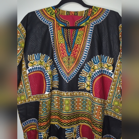 Beautiful Ankara Dashiki Shirt Great Colors NWOT Cotton Size L - Picture 3 of 12